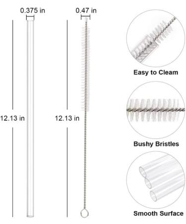 6 Straws and 1 Brush Reusable Straws Plastic Clear Reusable Straws - Buy Online on SooperMarket.com