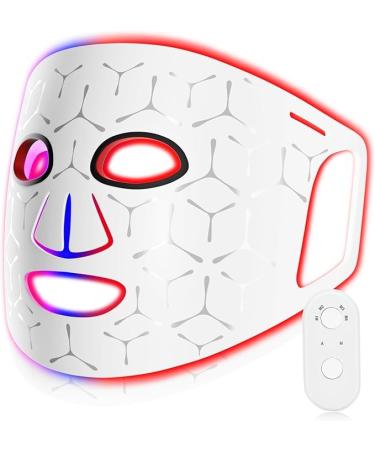 kingdo Red Light Therapy Devices 3-In-1 Red Light Therapy Mask with Mixed Colors Near Infrared Blue & Red Light Therapy LED Face Mask for Face Skin Care