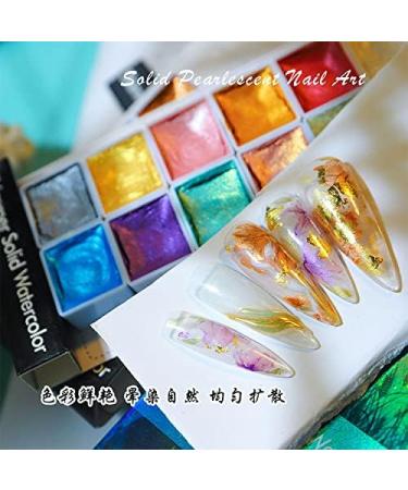 12-Piece Shimmer Solid Watercolor Nail Paint Set - Metallic Powder for Nails - Buy Online on SooperMarket.com