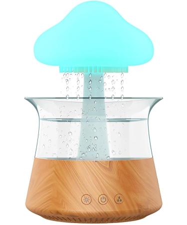 Cloud Rain Humidifier 300ml Colorful Light Raindrop Aroma Diffuser Humidifiers with 7 Color Changing Lights and Water Drop Sound Timing Function Cloud Rain Humidifier for Home Office Bedside Sleeping Grain