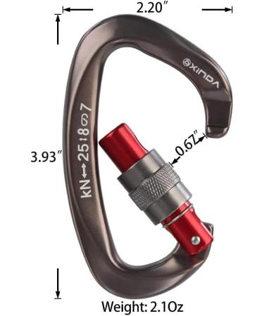 XINDA Screwgate Locking Carabiner Clip Set - 5 Pack Heavy Duty Rock Climbing Carabiners - Professional Outdoor Gear in Gray - Buy Online on SooperMarket.com