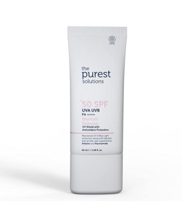 Purest Solutions Blemish Defense SPF 50+ with Arbutin & Niacinamide - Vegan, Cruelty Free - Buy Online on SooperMarket.com