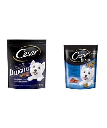 CESAR Double Delights Filet Mignon Dog Treats (10 Pack) + CESAR Bakies New York Strip Small Dog Treats