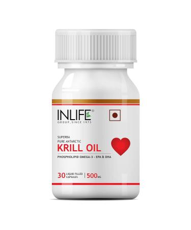 IN.LIFE Krill Oil (Superba Phospholipid Omega 3 with Astaxanthin 500 mg - 30 Capsules (Pack of 1)