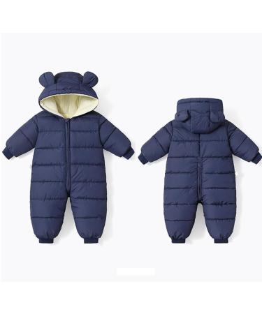 BRONG Baby Snowsuit Winter Coat | Hooded Fleece Romper Outerwear | Navy 12-18 Months - Buy Online on SooperMarket.com