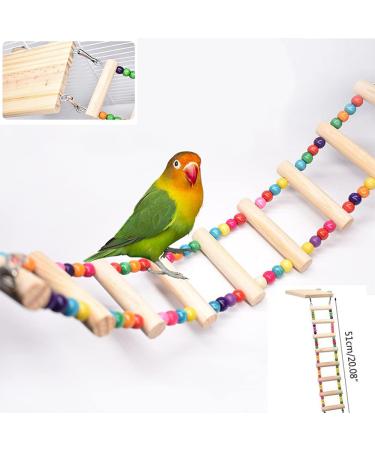 Wooden Bird Ladder Stand with 8 Swings - Perfect for Pet Training and Play | Bird Cage Accessories for Cockatiel Parakeet - Buy Online on SooperMarket.com
