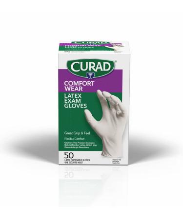 CURAD Comfort Wear Latex Exam Gloves 1 Box (50 Count)