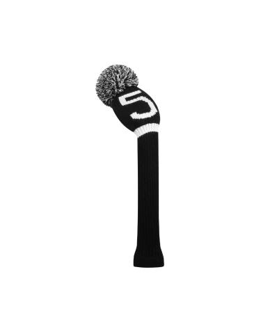 Scott Edward 1PCS Hybrid Head Cover Knit, for Driver Wood Fairway Wood Hybrid, with Rotating Number Tags Number Tags Fairway Black #5