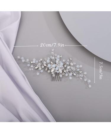 Chargances Bridal Crystal Hair Comb Wedding Blue Beaded Gemstone Hair Side Comb Fashion Flower Headband Headpieces Wedding Prom Flower Girl Hair Accessories for Women and Girls (Silver) - Buy Online on SooperMarket.com