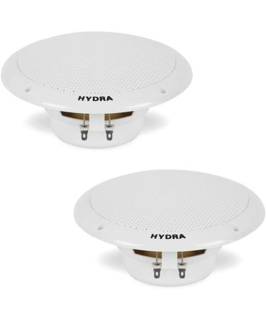 Pyle PLMR605W 6.5 Inch Dual Marine Speakers - 400 Watt Power, Waterproof, Polypropylene Cone, Butyl Rubber Surround - White (1 Pair) - Buy Online on SooperMarket.com