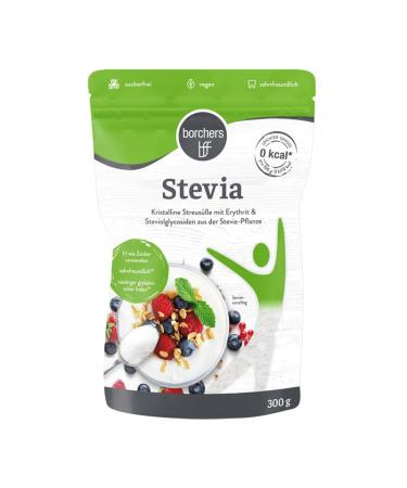 borchers Stevia Crystalline Sprinkled Sweetener | with erythritol | Calorie-free | Sugar alternative | Sweetener | 300g