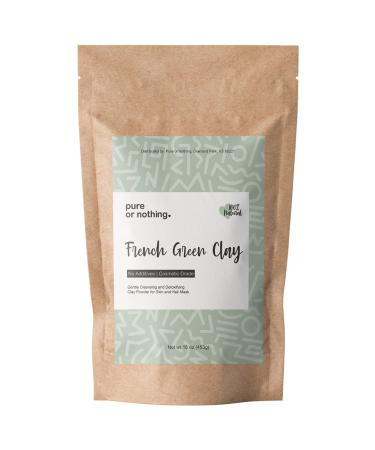 Pure or Nothing French Green Clay 16 oz | Product of France | 100% Natural Montmorillonite Green Clay Powder | Detoxifies Skin | Ideal for Clay Mask and Soap Making