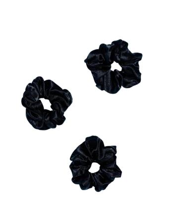 Gimme Beauty - Satin-Soft Hair Scrunchies for Sleep - Seamless Plush Band Inside for All Night Comfort - Overnight Hair Accessories - Secure but Gentle Satin Scrunchies - Black (3 Countt)