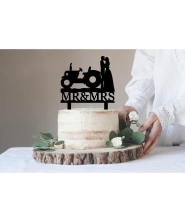Funny Wedding Cake Topper - Groom and Bride Kissing Beside The Tractor - Farmer Wedding Cake Topper Southern Style Wedding Cake Topper (Tractor) - Buy Online on SooperMarket.com
