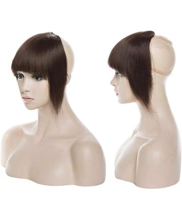 Silk-co One Piece Hair Bangs Fringe Hair Extensions Clip in Human Hair Extension #02 Dark Brown Straight Flat with Temple - Buy Online on SooperMarket.com