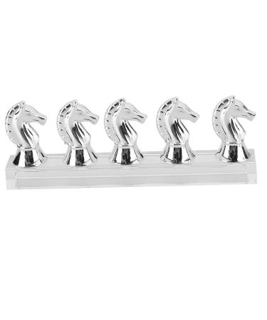 Glomora Nail Stand Horse Head Nail Tip Practice Rack Magnet Adsorption False Nail Display Support Holders for False Nail Tip Manicure Tool Home and Salon Use (Silver)