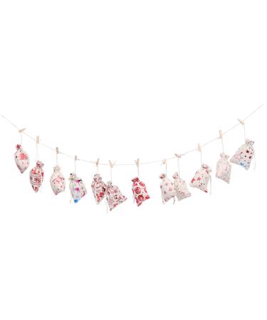 COOLHIYA 1 Set Candy Bag DIY Advent Calendar Bags Christmas Advent Calendar Bags Holiday Pouch Linen Beige