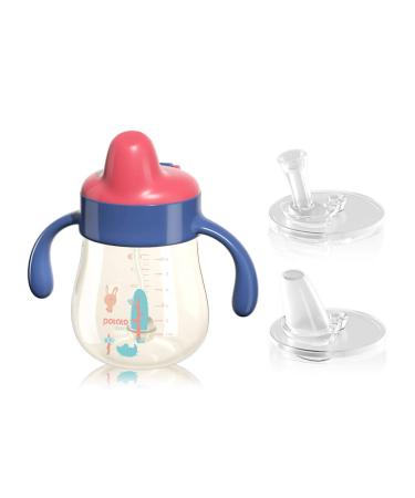 POTATO Weighted Straw Cups For Toddlers Spill Proof  PPSU Sippy Cup with Handles for Boy  Water Bottle for Baby 12 Months with 2 Type of Spout  10 Ounce Bright Red Bright Red 10.0 ounces
