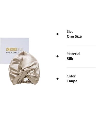 Zimasilk 22 Momme 100% Mulberry Silk Sleeping Hood for Women - Natural Hair Care Elastic Stay-On Design Classic Pleated - Gray-Brown - Buy Online on SooperMarket.com