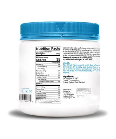 Organic Coconut Water Powder for Hydration and Energy - Unsweetened Electrolyte Supplement (14.12 oz) - Buy Online on SooperMarket.com