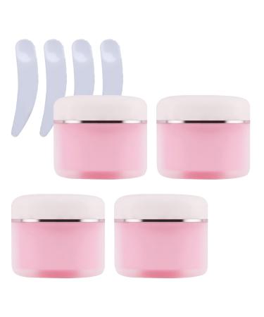Zeoabsy 4 pieces 50ml of emptiness Double-walled plastic cream can with screw cover with silver edge plastic box snack socket ointment put cosmetic can for gels creams