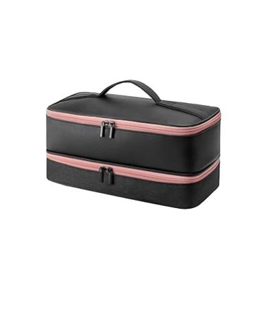 SOONHUA Travel Carrying Case for Hair Dryer Airwrap Double-Layer Beauty Styler Organizer for Hairdryer Styler Tool Storage Bag for Hair Styler Accessories Pink + Black