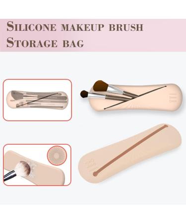 XMASIR Travel Makeup Brush Holder - Portable Silicone Cosmetic Case Bag for Face Brushes - Soft Organizer for Travel (Khaki - Buy Online on SooperMarket.com