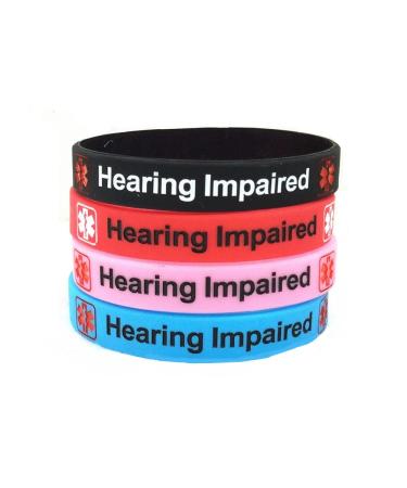 Caiyao Hearing Impaired Medical Alert ID Bracelets Blood THINNER Diabetic Type 1/2 Rubber Medical Awareness Emergency Warning Wristbands Bracelet