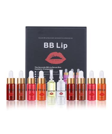Reddhoon BB Lips Serum Kit  Semi Permanent Make-up Treatment  Lip Gloss BB Lip Serum for Lip Pigment  Including 4 Colors Liquid Lip Pigments  Exfoliating Gel and Booster