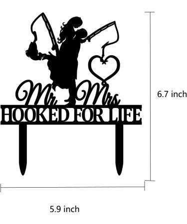 Funny Fishing Wedding Cake Topper - HOOKED FOR LIFE - Groom Hugging Bride Fishing Couple Cake Topper Mr&Mrs Wedding Cake Topper (Fishing Couple) - Buy Online on SooperMarket.com