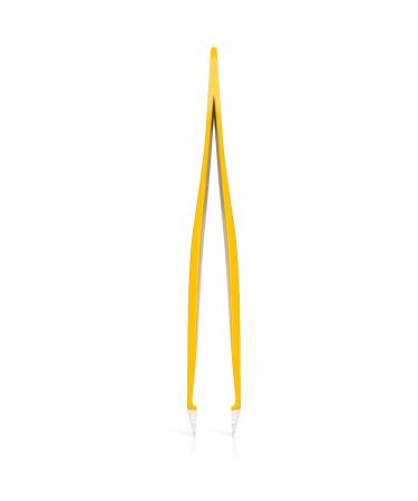 Professional Stainless Steel Yellow Tweezers Set with Case and Ebook - Surgical Grade for Precision Eyebrow Plucking, Ingrown Hair, Nose Hair, and Splinters - Buy Online on SooperMarket.com