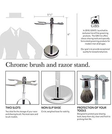 G.B.S Vintage Chrome Razor and Brush Stand | Universal Fit for DE & Manual Razors | Perfect Father's Day Gift - Buy Online on SooperMarket.com