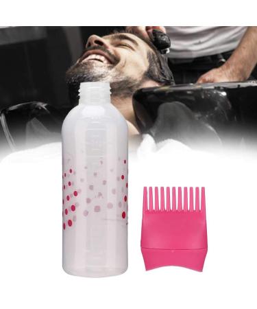 Root Comb Applicator Bottle Hair Coloring Bottle Shampoo Bottle for Barbershops Hairdressing Tool Hair Salons Squeeze Bottle(Rose red)