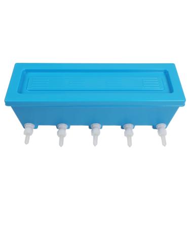 Milk Feeding Bucket 6.7in Farm Small Animals Feeder with 5 Nipples 8 Liters Capacity Milk Feeding Tool Lamb Milk Bottle for Cattle Sheep Pigs