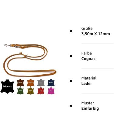 Adjustable Dog Liner for Small & Large Dogs - 3.50m x 12mm Cognac - Durable Double Linen - Buy Online on SooperMarket.com