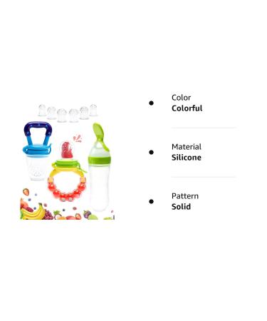 Gedebey Baby Fruit Pacifier Feeder - 3 Pack | Silicone Teethers & Feeding Spoon Set for Infants | Colorful Baby Food Forage Feeder - Buy Online on SooperMarket.com