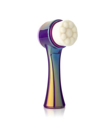 Almost Famous Face Scrubber 2-in-1 Travel Exfoliator Brush Non-Electronic Eco Friendly for Cleansing Advanced Facial Cleansing Reduces Lines and Wrinkles Removing Blackhead Skin Care (Purple)