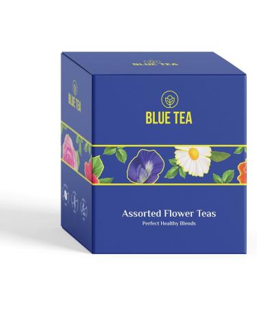 BLUE TEA - Green Tea Assorted Sampler Tea Pack (6 Flavors 30 Tea Bags) | Lemongrass Lavender Rose Chamomile Jasmine & Hibiscus | Gifts for Her & Him | - Buy Online on SooperMarket.com