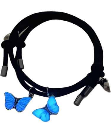 Bestvisse Set of 2 Luminous Butterfly Charm Bracelets Glow In The Dark Wristchains Magnetic Couple Jewelry for Men and Women - Buy Online on SooperMarket.com