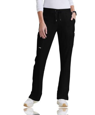 BARCO Grey's Anatomy Scrubs - Mia Scrub Pant for Women Elastic Back Waist Mid-Rise Shaped Leg Women's Scrub Pant Small Black