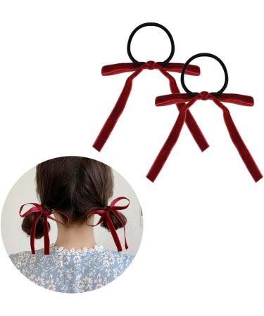 Limtula 2pieces Colorful Ribbon Bowknot Hair Scrunchies Elastic Hair Ropes Ponytail Holder Festival Woman Hair Supplies Black - Buy Online on SooperMarket.com