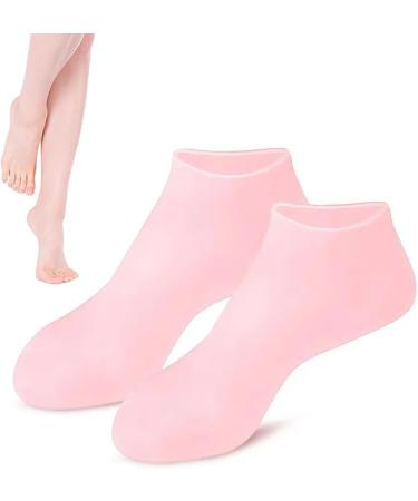 2 Pairs Silicone Moisturizing Socks Foot Spa Pedicure Silicone Socks Anti Slip Gel Aloe Sock fof Dry Cracked Feet /973 (Color : Pink Size : Small) Small Pink
