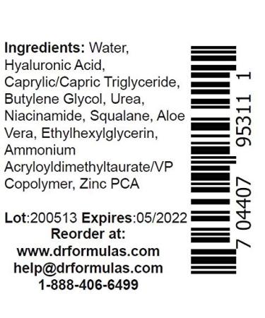 DrFormulas Niacinamide Zinc PCA Serum Moisturizer - Fungal Acne Safe Hydrating with Hyaluronic Acid & Aloe Vera | Noncomedogenic 1 oz - Buy Online on SooperMarket.com