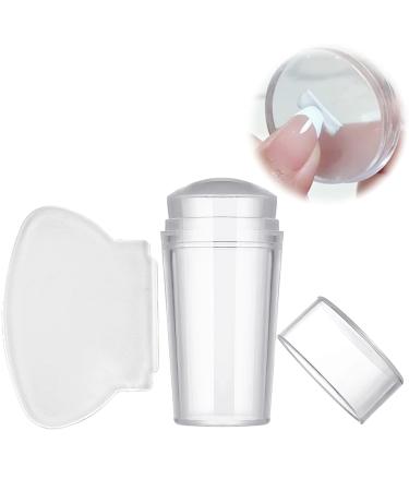 Clear nail art stamper silicone nail stamp nail jelly stamp with cap with scraper for DIY nail art tools accessories soft clear stamp for French smile line tools transparent