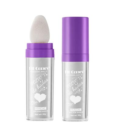 GL-Turelifes Fairy Stick Highlight Powder  Hightlighter Stick Puff Fairy Bomb  Polvo De Hadas Loose Powder Brush Stick Contouring Powder Shimming Powder for Eyes  Face  Body (02 Charm Silver)