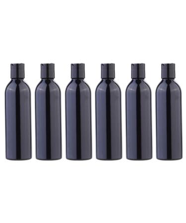 Minkissy 6pcs 250ml Portable Travel Bottles Plastic Refillable Bottles Plastic Squeeze Bottle with Disc Cap for Shampoo Lotion (Black Bottle)