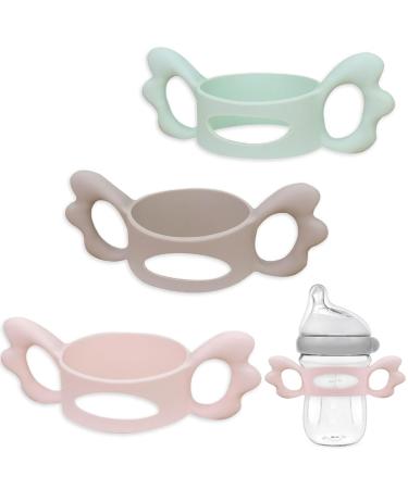 Ingjia 3 pieces of baby bottles handles bottle handle holder baby bottle handles silicone wide neck baby bottle handles baby silicone bottle handles for baby small hand gripping design