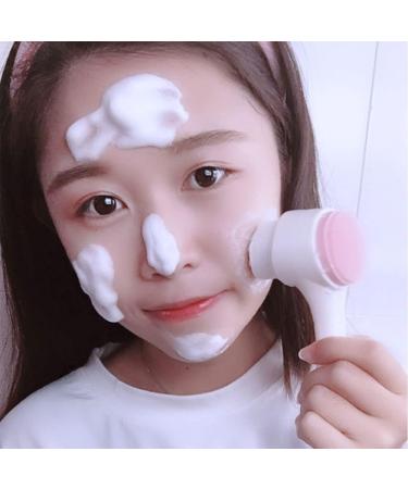 Gymqian Manual Facial Cleansing Brush - 2 in 1 Exfoliating Silicone Pad & Nylon Bristles for Cosmetic Removal - Pink, Non-Electric Dual Brush - Buy Online on SooperMarket.com