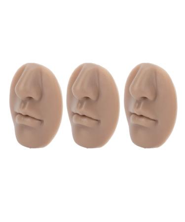Soft Silicone Nose Model 3pcs Flexible Silicone Nose Model. With Mouth for Adult School (Dark Skin Color)