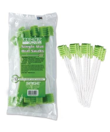 Stryker Sage Toothette Plus Single Use Oral Swabs Without Sodium Bicarbonate Unflavored 500 Swabs (25 bags of 20) Disposable dental swabs with long handle